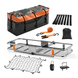 Folding Hitch Cargo Carrier，500 Lb Capacity With Waterproof Bag & Cargo Net，Heavy Duty Basket For SUV Truck And Off Road Travel