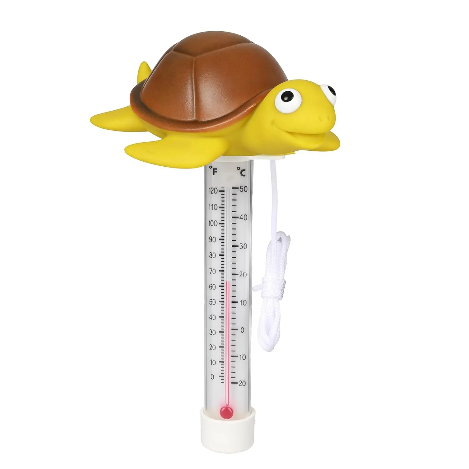 Turtle Shape Floating Thermometer for Fish Tanks - Large Easy-Read Display, Shatterproof Temp Monitor, Accurate Reading, Built-In Hanging String, Durable Fray-Proof, Fun Look, for Swimming Pools, Bathtubs (Pet & Aquatic Temperature Control Supplies)