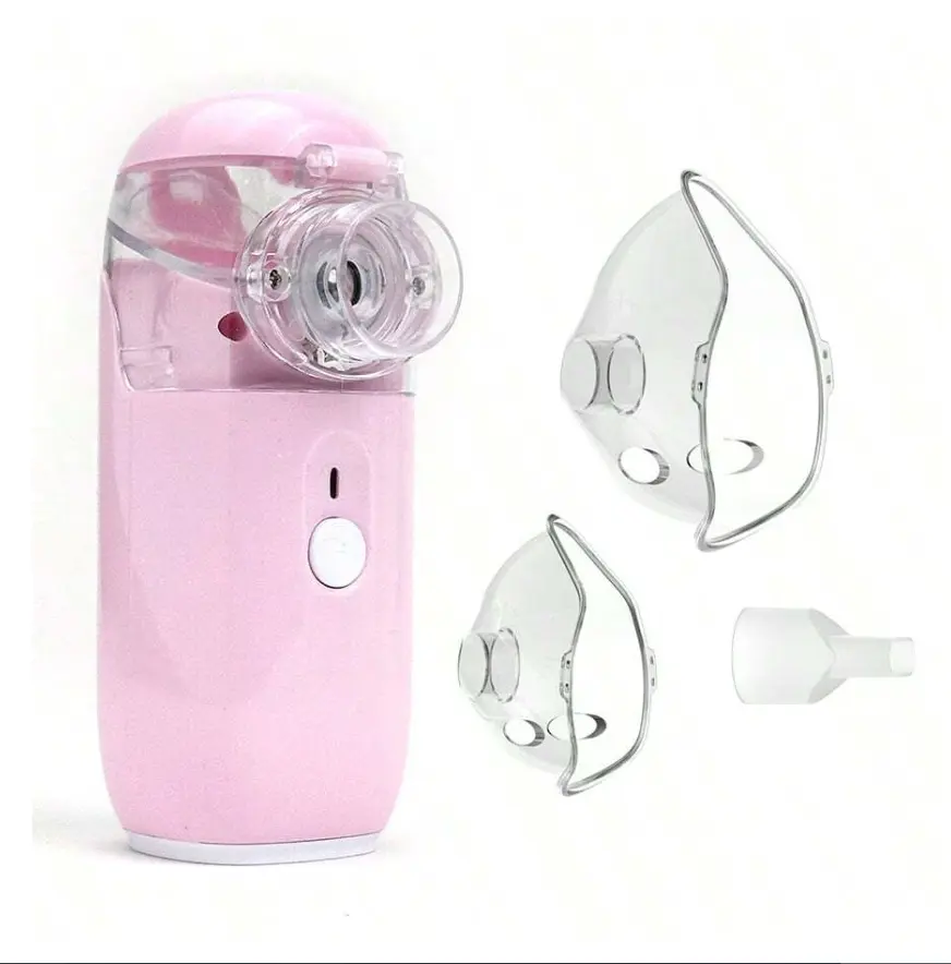 1PCS USB Pink Portable Humidifier, Handheld Mesh Sprayer, Dry Battery Operated, Leak‑Proof for Travel Home Dorm Use, Dorm Essentials, Home Essentials Mini Adjustable