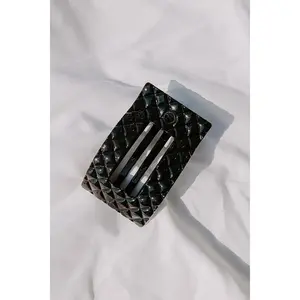 Quilted Medium Rectangle Hair Claw Clip in Black