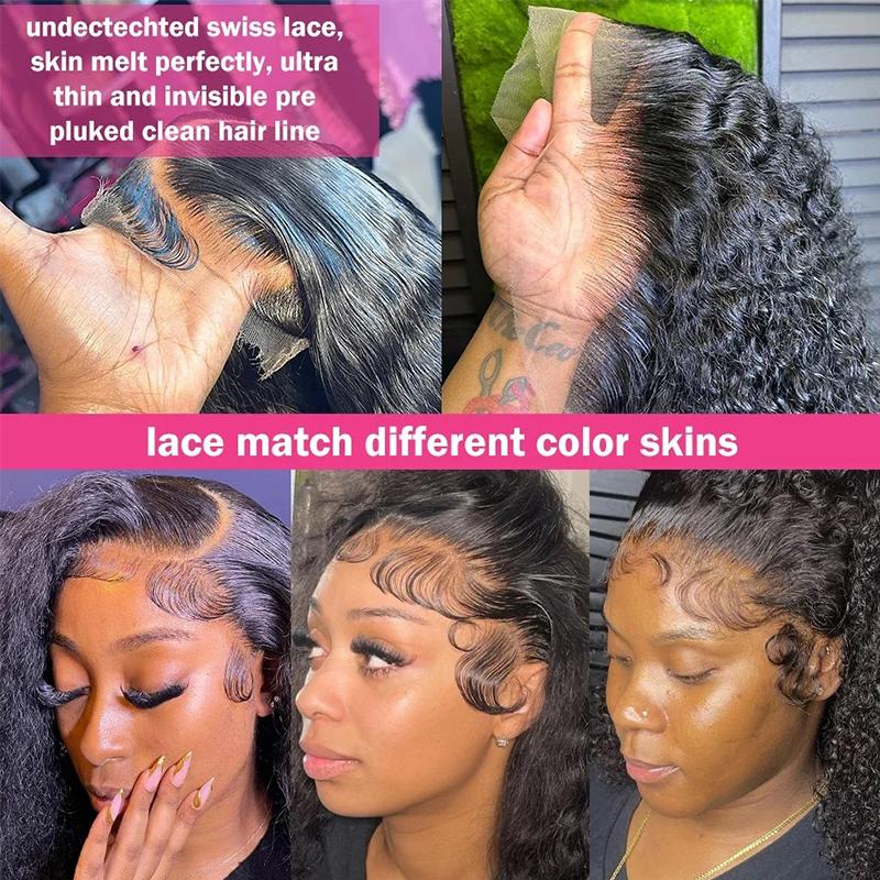 MORE FACE Kinky Curly Lace Front Wigs 13x4 Transparent Lace Frontal Wigs Human Hair Pre Plucked With Baby Hair