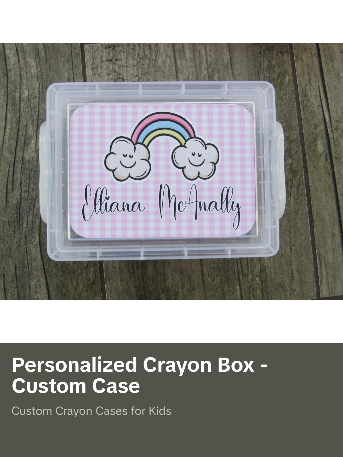 Personalized Crayon Box - Custom Case - Hard Crayon Box with Snap-Tight Lid - Supply Boxes for Kids Boys School Classroom - Back to School