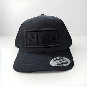 Nine Inch Nails Hat NIN Rock Hall Of Fame Snapback Structured Cap Black Black Raised Logo