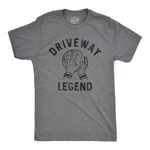 Mens Driveway Legend T Shirt Funny Pickup Basketball Player Hoops Lover Tee for Guys Mens Funny T Shirts Cool Vintage Fashion T-Shirt Gift Classic Menswear Sarcastic Apparel for Men Funny Basketball Short Dark Grey