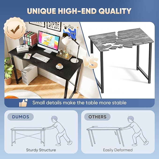 Space Saving Computer Desk for Small Spaces, 44-63 Inch All-in-One Sturdy Office Desk, Multifunctional Workstation for Gaming & Home Office
