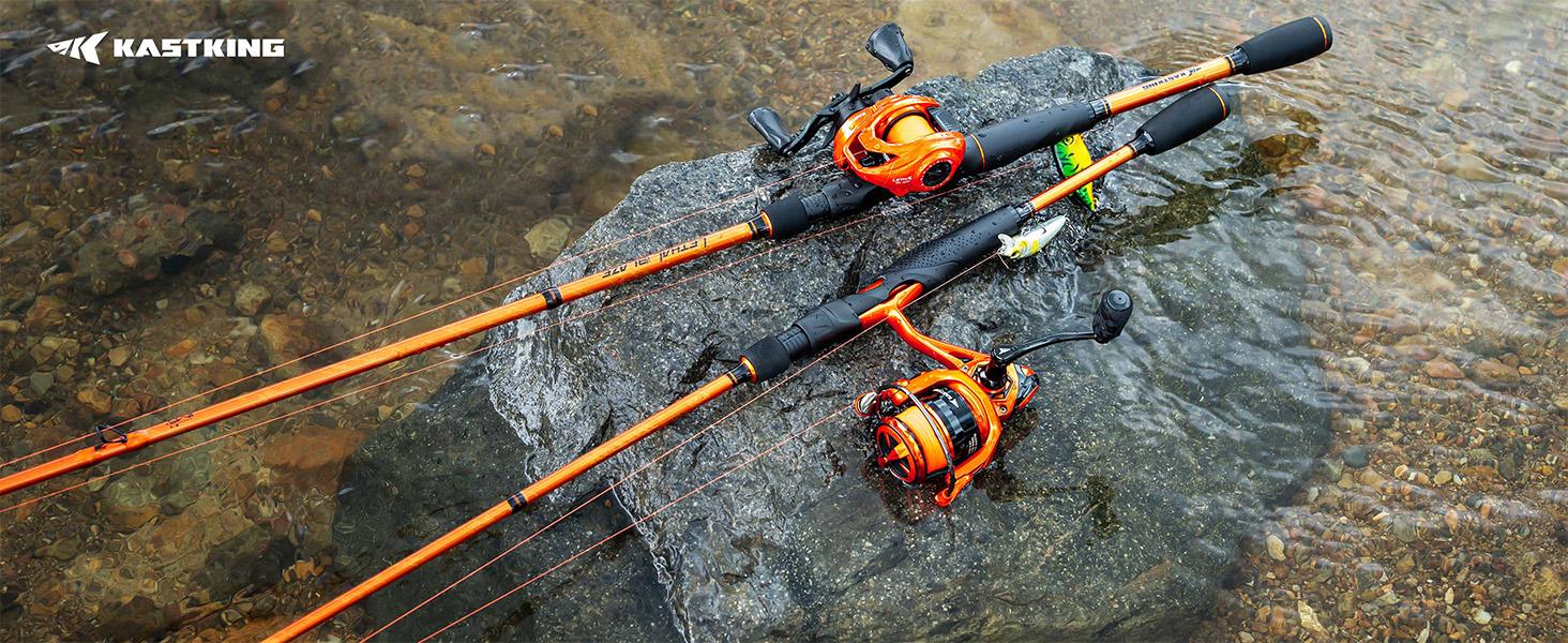 KastKing Lethal Blaze Twin-tip Fishing Rod and Reel Combo, IM6 Graphite 2Pc Blanks, Stainless Steel Guides with Ceramic Rings, Contoured EVA Handles & Fighting Butt, Split or Full Rear Handle Design, 10 Models