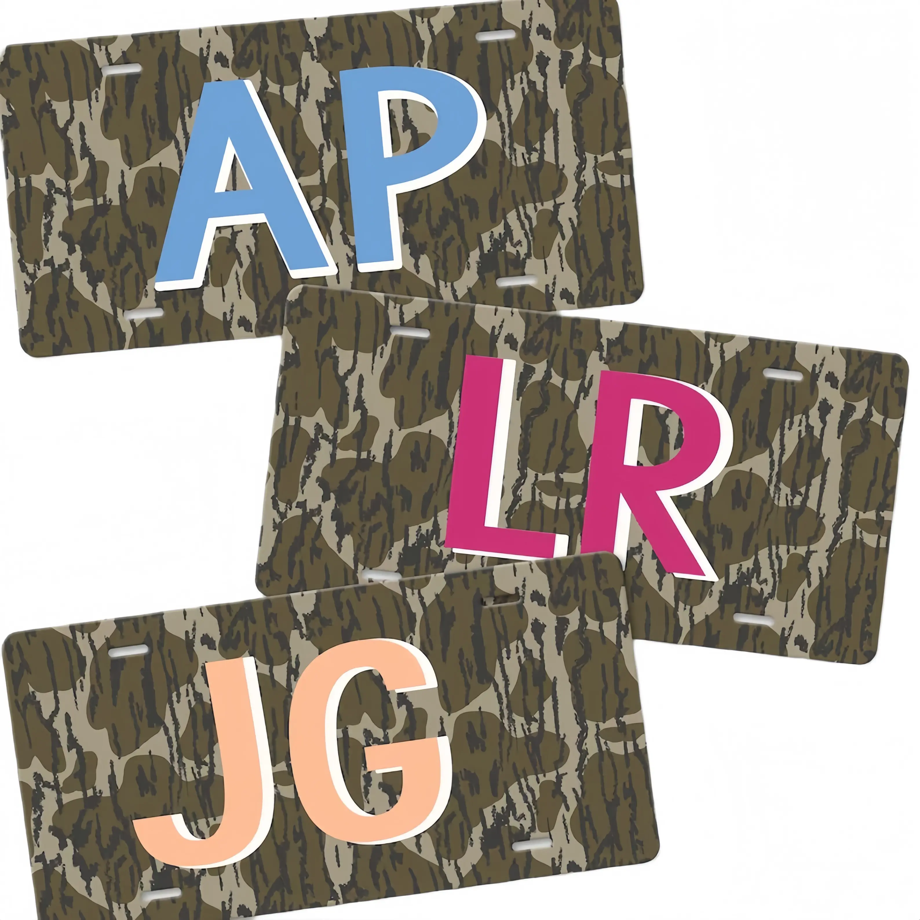 Personalized Camo Metal Car License Plate Tag, Car Accessories - Customizable with Name or Initials, Vehicle Exterior Add-Ons, Accessories For Car