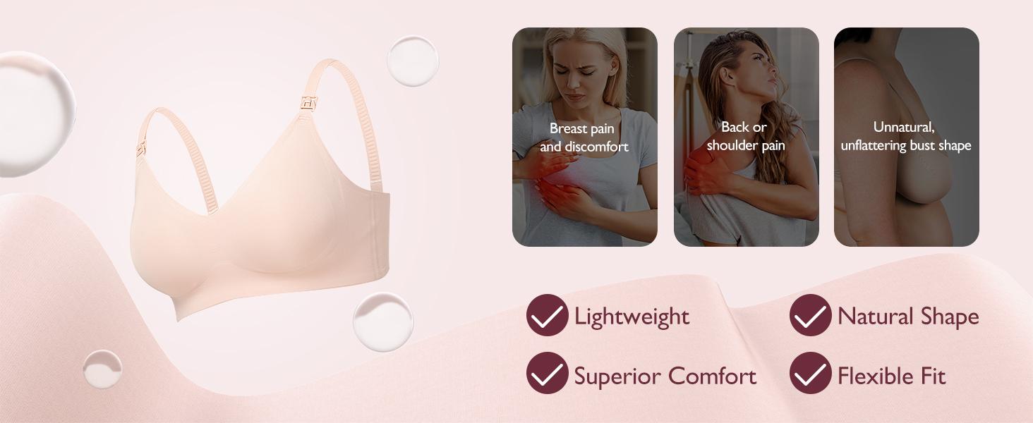 Momcozy M-3XL Nursing Bras for Breastfeeding YN21 Seamless Ultra Comfort Maternity Bra Natural Shape Pregnancy Sleep Bralette with One-hand Access Nursing Clips，B