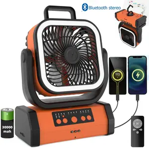 3-in-1 Camping Fan - Portable Fans Rechargeable - 30000mAh Battery Powered Fan with Light & Remote for Indoor, Outdoor, Tent, Travel, Fishing, Jobsite, Gifts for Men Dad Him