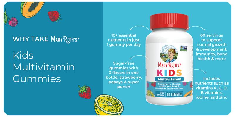 MaryRuth's Kids Multivitamin Gummies - Sugar Free - 2 Month Supply - Immunity - Bone Health - Non-GMO Project Verified - Vegan - Gluten Free