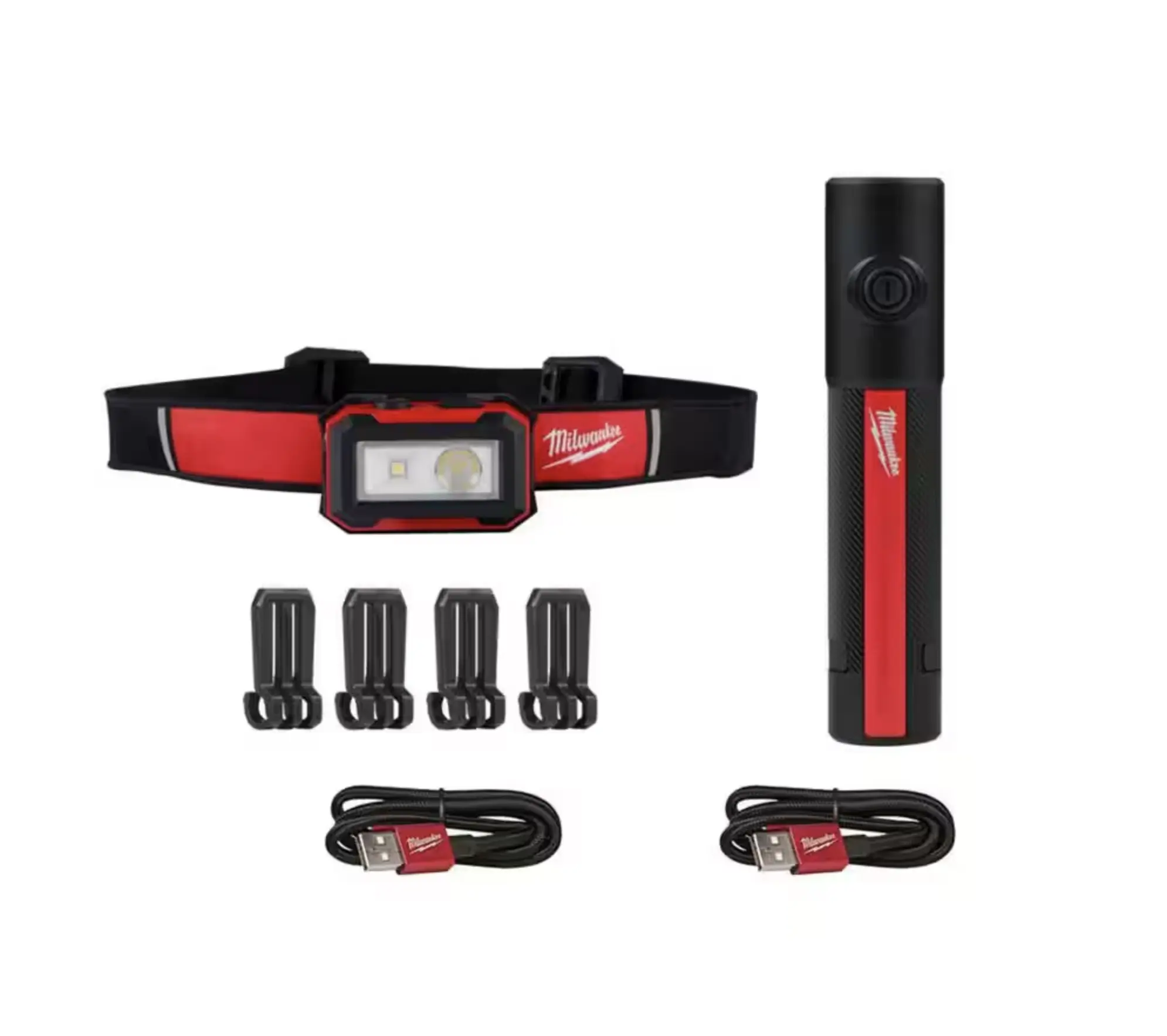 Milwaukee 2011R (500-Lumen) & 2012R (450-Lumen) High Lumen Flashlights, Rechargeable EDC Compact Carry Lights with Batteries, IP67 Waterproof Aluminum Body, Metal Clip for Sturdy Carry Support, Professional Home Improvement Lighting, High Lumen Flashlight