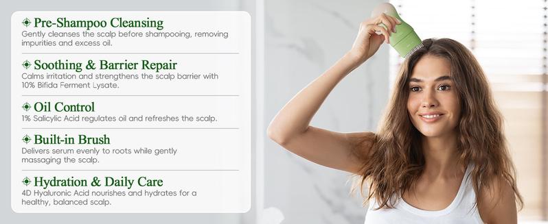 Ropink Mugwort Scalp Detox  10% Bifida Ferment & OCT Anti-Dandruff Pre-Wash | Soothing Serum with Silicone Massage Tip