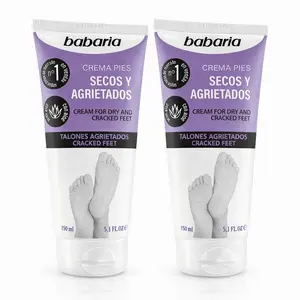 Babaria Dry & Cracked Feet Repair Cream 150ml 2 Pack Intensive Foot Moisturizer with Aloe Vera Softens Heels Repairs Dry Skin