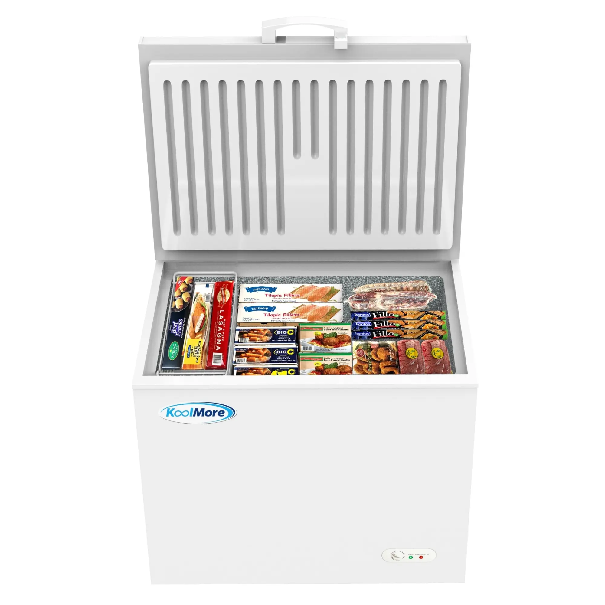 9.6 cu ft Compact Commercial All-Purpose Deep Freezer Chest - 41 in., Aluminum Interior, Anti-Theft Locking Lid, Movable Basket, Ideal for Customers' Steak Storage, Family
