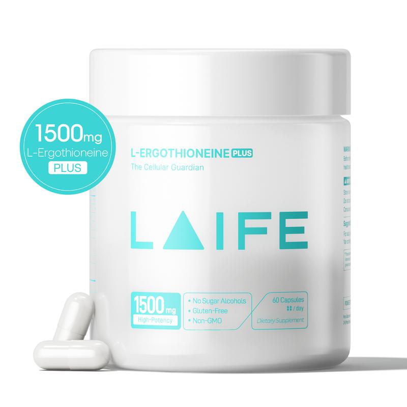 Laife L-Ergothioneine PLUS – Advanced Anti-Aging Cellular Support for Skin, Energy & Whole-Body Vitality with L-Ergothioneine, Nicotinamide Riboside (NR), Fisetin, Quercetin, Curcumin, Magnesium & Ecdysterone-60 capsules