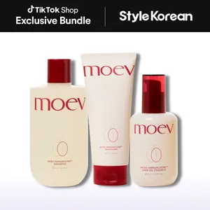 [moev] The Ultimate HairGoals Trio set for Glass Hair & Frizz Control with Crisp apple scent (Shampoo, Treatment, Hair Oil)