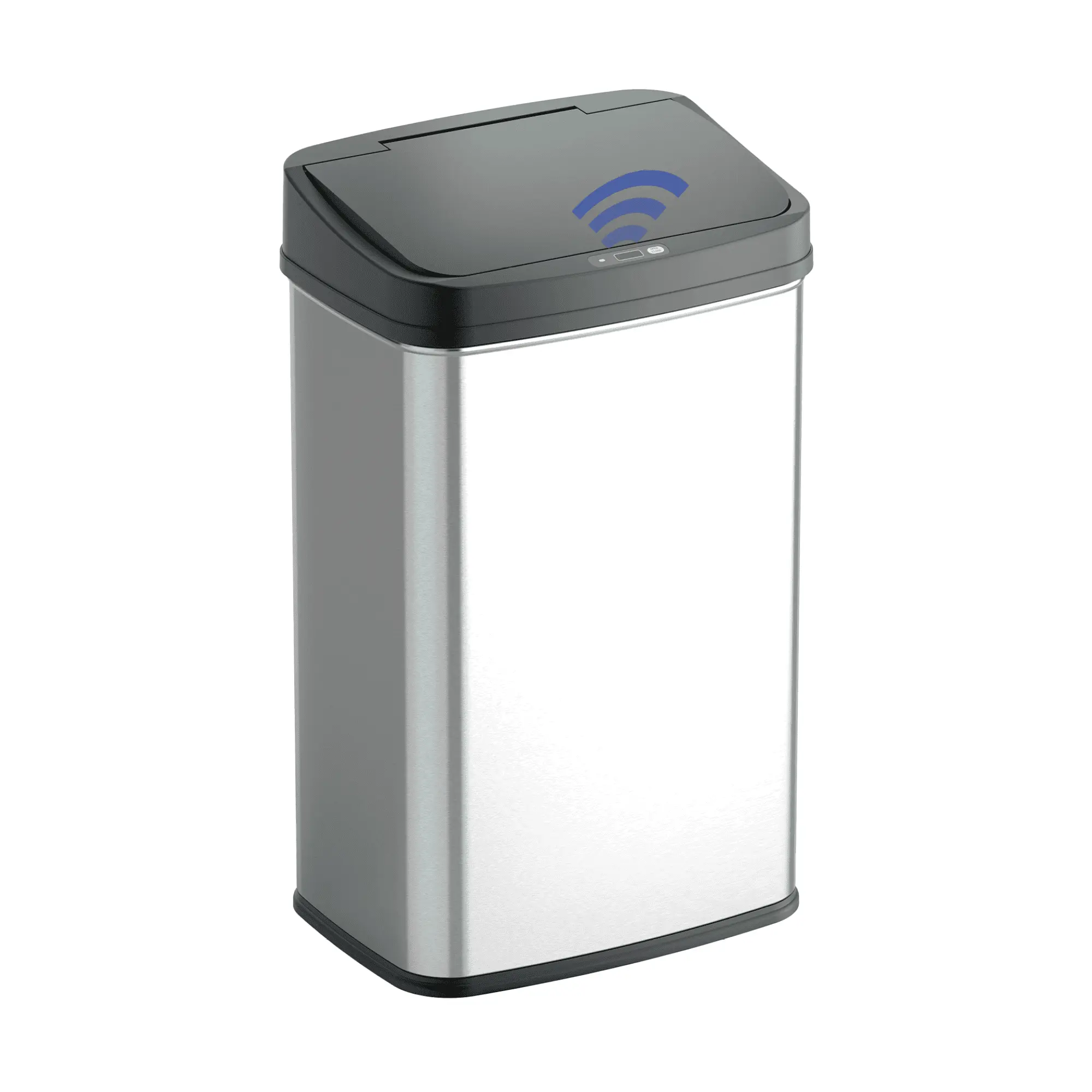 Nine Stars Automatic Kitchen Trash Can For Waste Disposal 13.2 Gallon Silver Stainless Steel Motion Sensor Bin