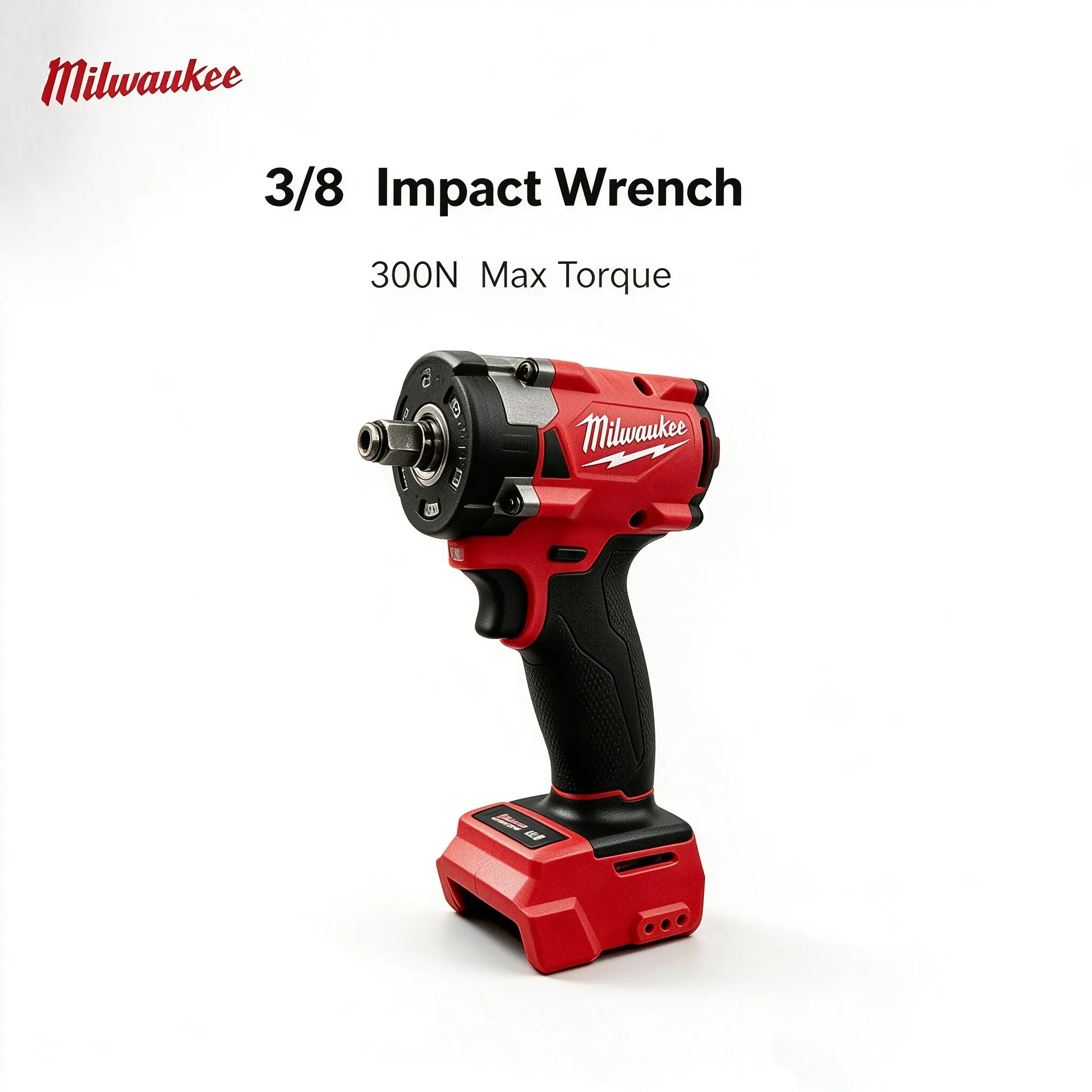 Milwaukee M18 Series 3/8' Brushless Cordless Impact Wrench - 300N.m High Torque Impact, 3000RPM, 3 LED Lighting, Variable Speed Trigger, Compact DIY Power Tool for Hardware Tasks