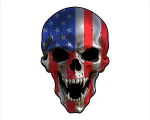Skull USA American Flag Vinyl Sticker Decal for Cars Trucks Windows Bumpers