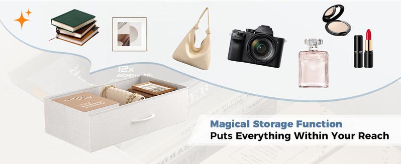 TV Stands for Living Room Furniture with 9 Fabric Drawers, Long Entertainment Center Up to 75 Inch TV, Media Console Table with Storage for Bedroom, Adjustable Feet