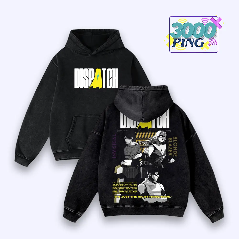Dispatch Game Invisigal Blonde Blazer Vintage Wash Hoodie, AdHoc Studio Superhero Graphic T-Shirt, Narrative Choice Mechanic Aesthetic Sweatshirt, Retro Comic Book Style Top, Indie Gamer Fan Gift, Unisex Cotton Apparel