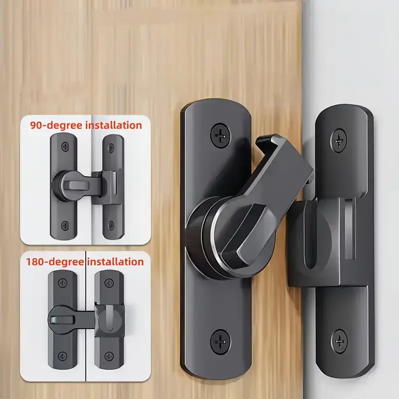 3PCS 2-in-1 90°/180° Flip Barn Door Lock Latch, Heavy Duty Right Angle Sliding Door Hardware for Durability & Added Security, Space-Saving DIY Home Improvement Tool for Garage, Bathroom, Fence, Outdoor