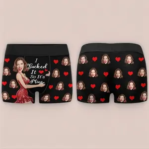 Custom Hug Boxer Briefs for Men – Personalized Photo Underwear, Valentines Day Gift