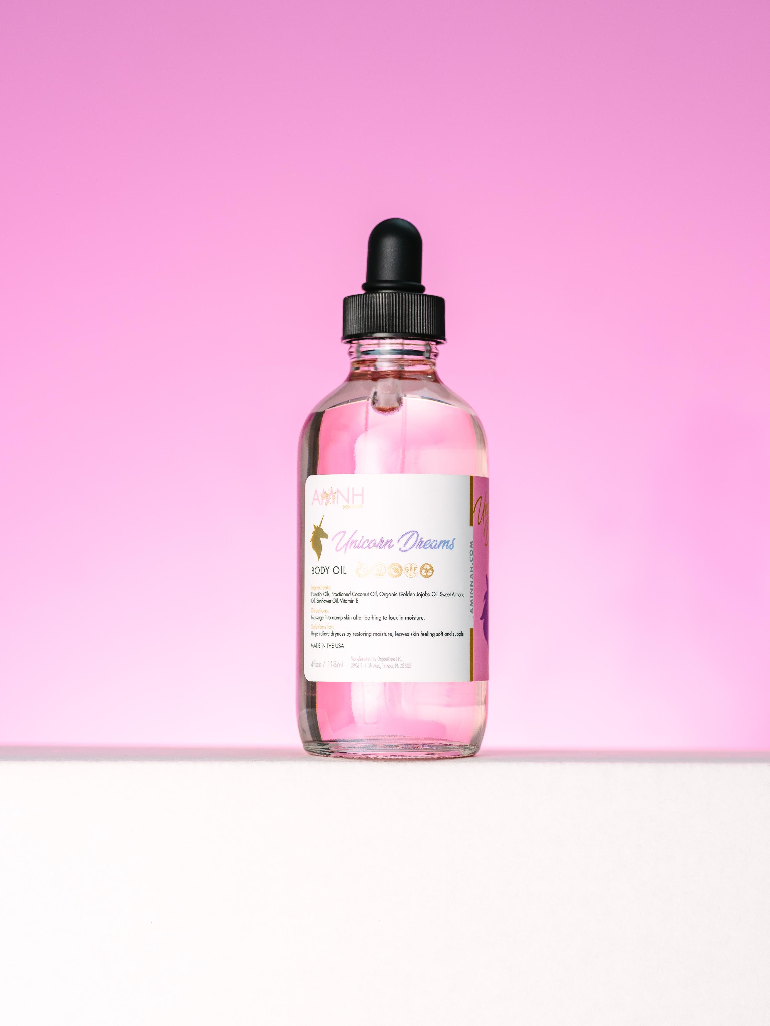 "Unicorn Dreams" Body Oil Skin Care Pink Sugar & Cotton Candy Moisturizer Natural Cosmetic