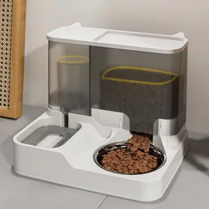 Automatic 2-in-1 Cat Food and Water Bowl Set - Dual Cat Feeder with Integrated Pet Water Dispenser for Cats and Dogs