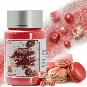 Edible Luster Dust, 30 Grams Food Grade Bright Red Cake Dust Metallic Shimmer Christmas Food Coloring Powder for Cake Decorating, Baking, Fondant, Gumpaste, Chocolate, Candy, Drinks, Cookies -Bright Red