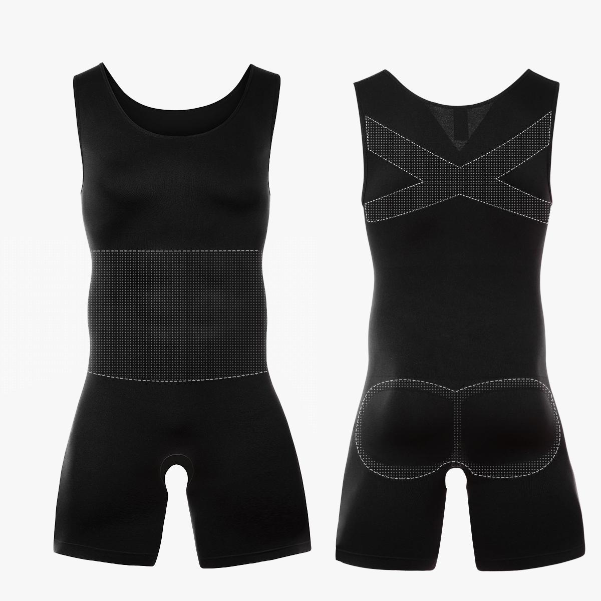 【Nebility】Men's  Upgraded New Fabric High Compression One-piece Shapewear U-Neck Men's Bodysuit With Abdominal Compression and Body Curves Improvement, Perfect for Gym & Workouts SpringStatements