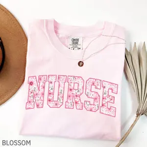 Comfort Colors Floral Nurse TShIrt, Nurse Gift, Cute Nurse Gifts, Nurse Graduation Tees, Nursing School, Nurse Appreciation, Gift For Nurse