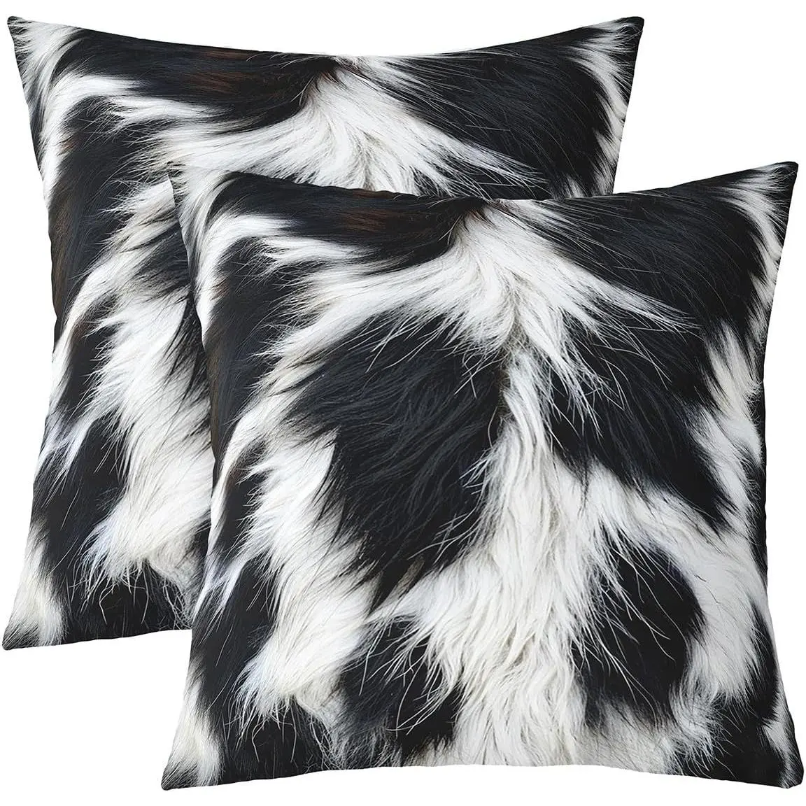 Cowhide Throw Pillow Covers Soft Cow Fur Farmhouse Cushion Covers Pillow Cases for Couch Sofa Bedroom Car Reversible Western Farm Animal Decorative Throw Pillowcases