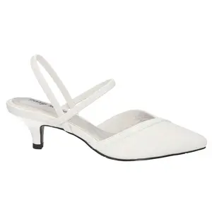 Easy Street Womens Unna Pointed Toe Kitten Pumps Dress Casual Low Heel 1-2" - White