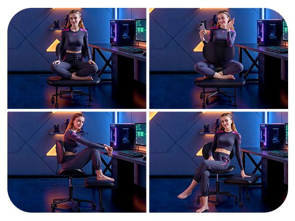 【Deal】Nost & Host Upgraded Ergonomic Cross Legged Swivel Chair, Adjustable Height, Meditation Chair with Back Support, Home and Office