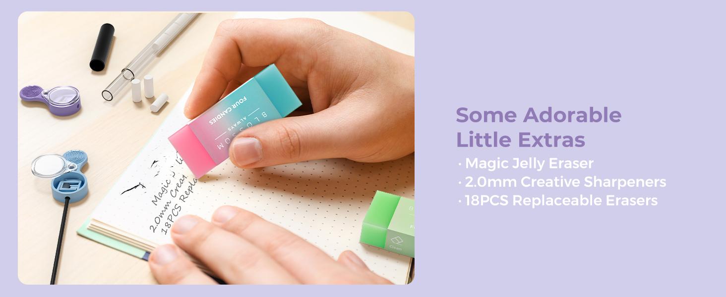 Four Candies 36PCS Visual Learning Tools,Aesthetic School Supplies Mechanical Pencils 0.5mm,0.7mm,0.9mm & 2.0mm with 624PCS Lead Refills for Writing,Drawing & Drafting, Back to School Supplies Haul,girly office supplies,Stationery Set Student Essentials