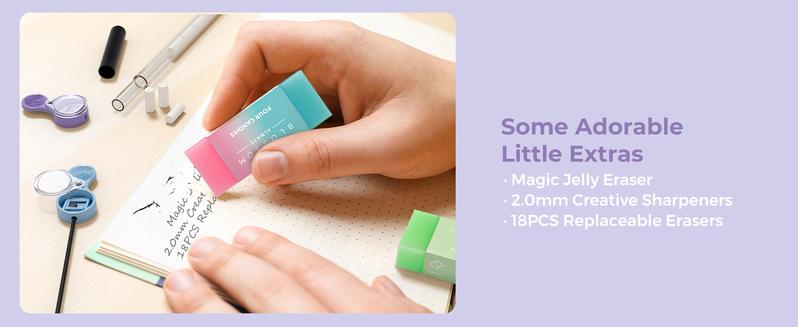 Four Candies 36PCS Aesthetic School Supplies, Mechanical Pencils 0.5mm, 0.7mm, 0.9mm & 2.0mm with 624PCS Lead Refills, Cute Mechanical Pencils for Writing, Drawing & Drafting,girly office supplies,cute school supplies, Stationery Set Student Essentials