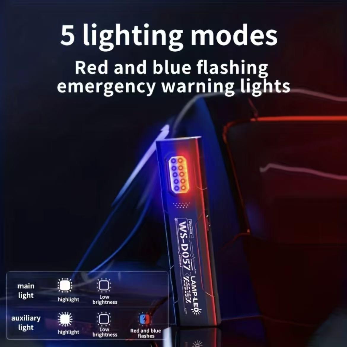 Flashlight with Magnet – 550LM USB-C Rechargeable LED Work Light | 5-Mode 800mAh Magnetic Flashlight with Clip | Portable Lamp for Auto Repair Car Shop Detailing Camping Night Work