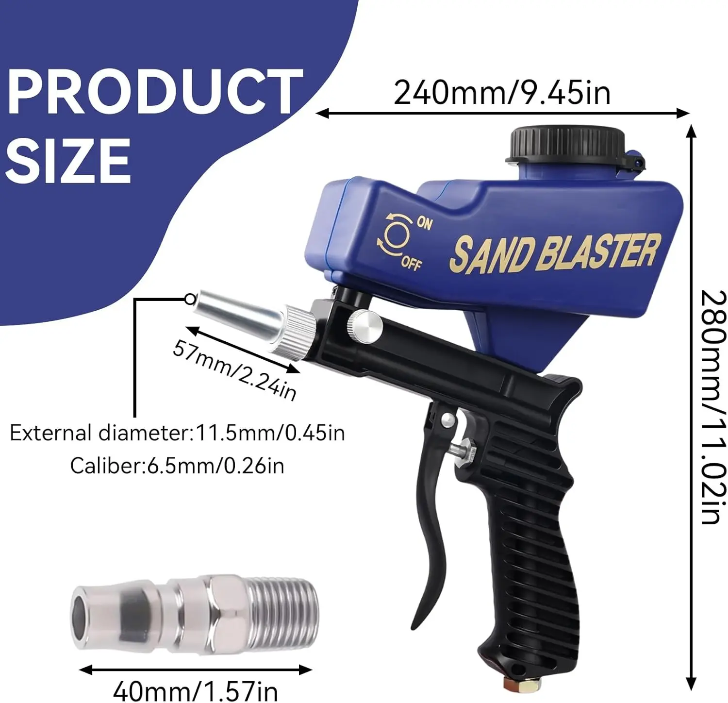 Handheld Portable Pneumatic Sand Blaster Gun - Durable, Reliable, Carryable Tools & Hardware Power Tool Accessory for Construction, Rust Removal, Paint Stripping
