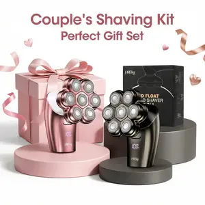 HiBig Ultimate Couple’s Grooming Kit - 2 Pack Electric Shavers for Bald Head, Beard, Body, Leg  Area, Grey & Pink Waterproof Razors for Him & Her, All-in-One Professional Hair Trimmer Set