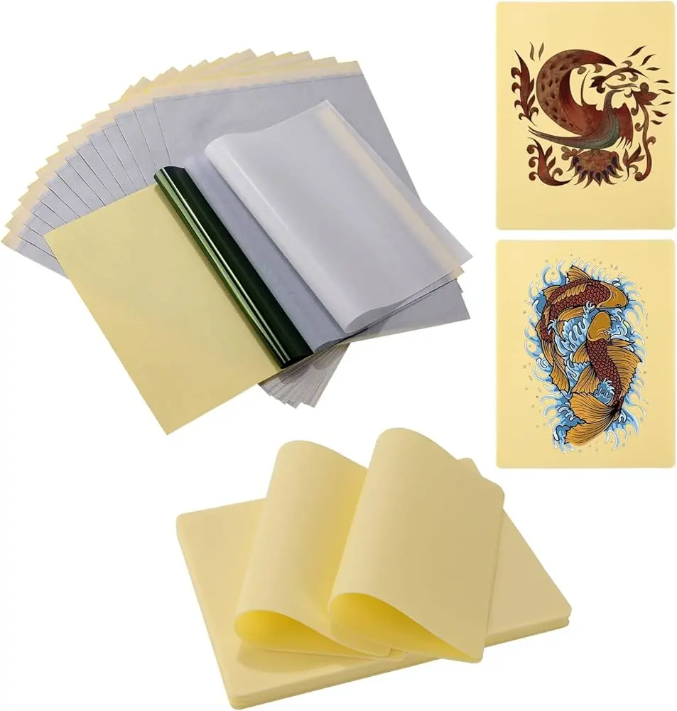 NISIMP TATTOO 20-Piece Tattoo Practice Kit - Elastic, Resistant A4 Size (20x30cm) 3mm Extra-Thick Double-Sided Silicone Fake Skins, 15 Individual Packs Transfer Papers for Beginners & Artists