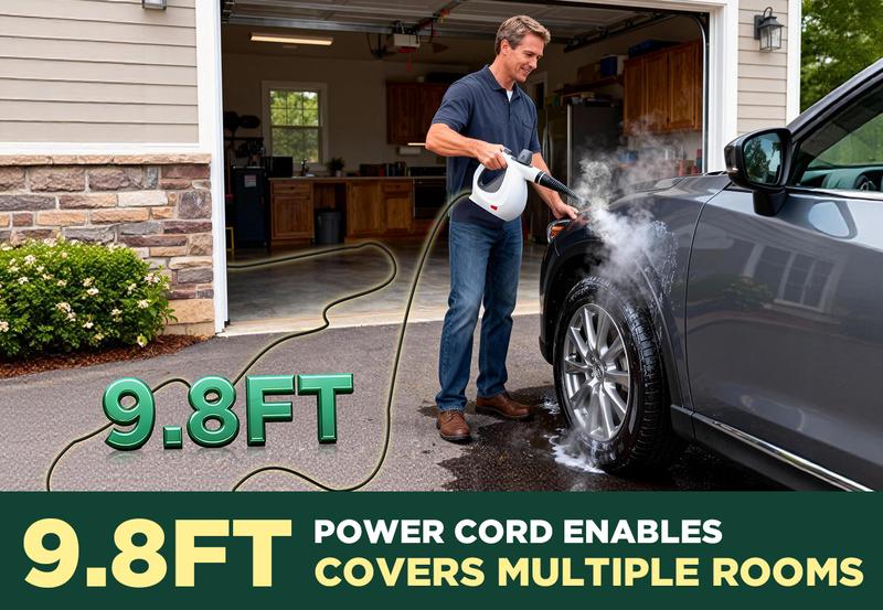 Phueut Pressurized Handheld Multi-Surface Natural Steam Cleaner with 12 pcs Replacement Parts , Multi-Purpose Steamer for Home Use, Kitchen and Car