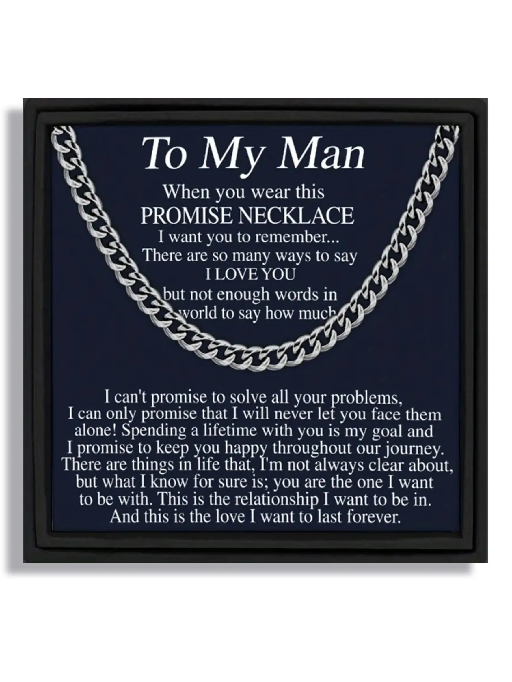 To My Man Hip-Hop Cuban Chain Promise Necklace Love Necklace Sentimental Necklaces | With Message Card & Gift Box | Perfect Valentine's Day/Christmas/Birthday/Party/Anniversary Gift Jewelry Gifts