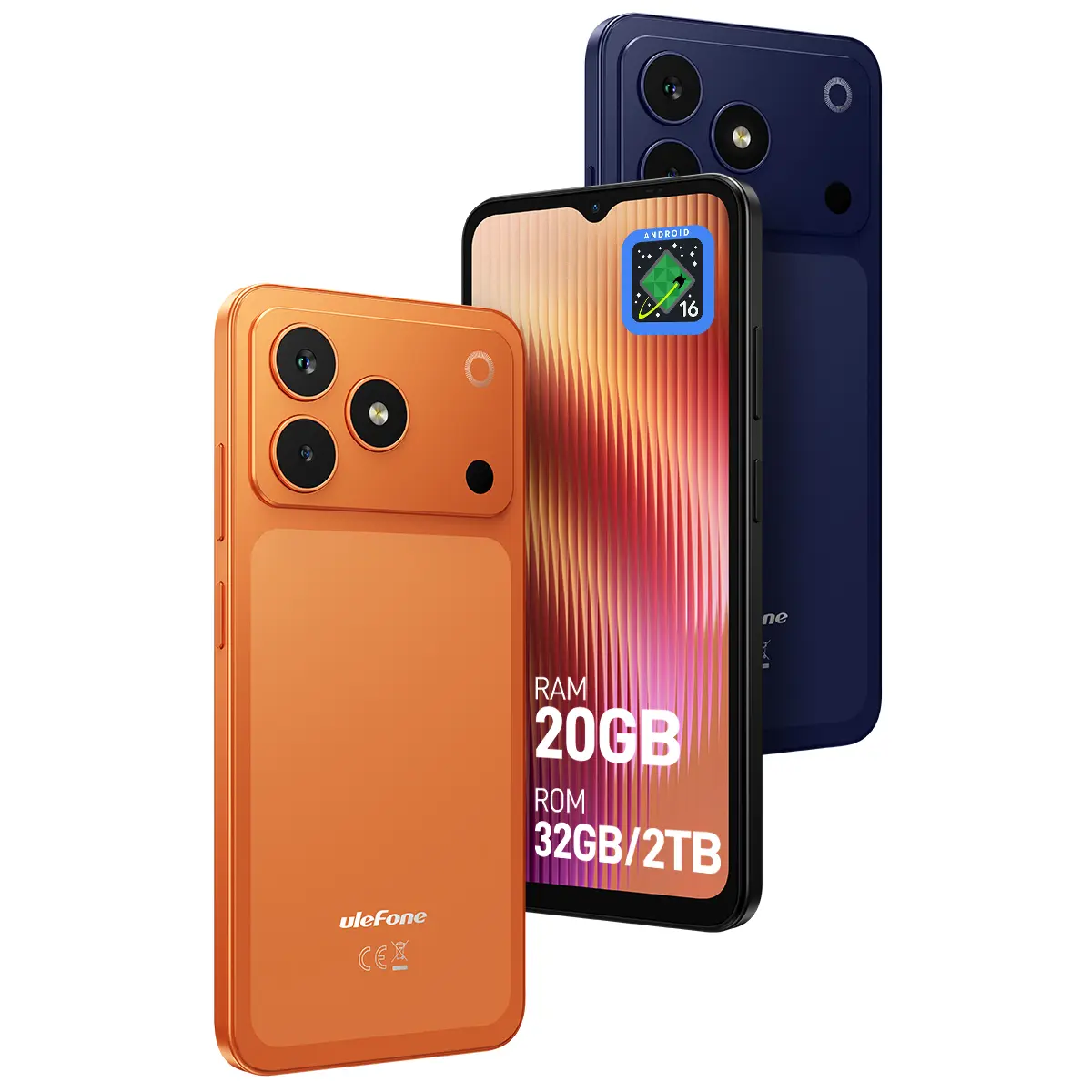 Ulefone Note 23 4G Unlocked Smartphone Android 16 Go, 3GB RAM+32GB, 5000mAh 6.56" 90Hz Screen Mobile Phone, Unisoc T7100, 17GB RAM Virtual, 2TB ROM Expandable, 3-Card Slot, Face Unlock, USB-C