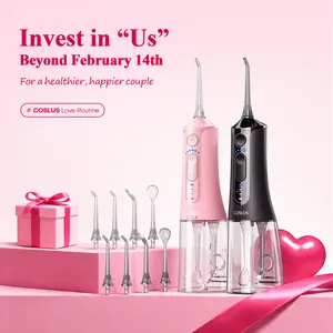 COSLUS C51 Water  Flosser Teeth Pick: Portable Cordless Oral Irrigator 300ML, IPX7 Waterproof,Rechargeable Travel Irrigation Cleaner,Electric Flossing Machine for Teeth Cleaning 18 Pressure Settings, 2-Min Smart Timer, for Braces & Sensitive Teeth