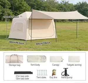 [Bonus Gift] 4 Season Oxford Inflatable Rear Tent, Custom Made Accommodate 4-8 People. Outdoor Tent With A Manual Inflation Pump Suitable For Picnics, Self-driving Tours, Tents, Sunshade Shelters. Compatible with Tesla Vehiclescabana water park