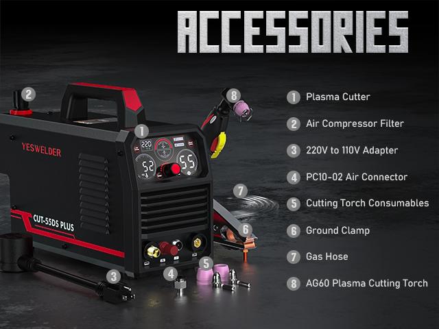 YESWELDER CUT-55DS-PLUS 110/220V Air Plasma Cutter 55Amp | High-Frequency Start & Non-Touch Pilot Arc | 2-in-1 Multifunctional Metal Cutting Machine with Plate/Grid Cutting