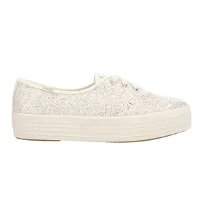Keds Womens Point Glitter Celebrations Lace Up Sneakers Shoes Casual - Off White