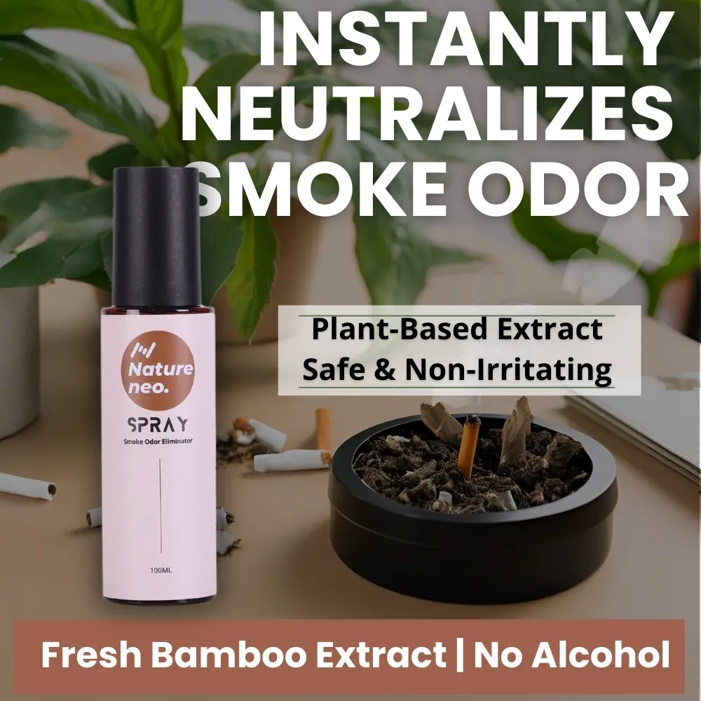 Smoke Odor Eliminator Spray with Natural Bamboo Extract – Completely Removes Cigarette and Cigar Smells from Clothes, Home, Car, and Hair, Alcohol-free NO Harsh Chemicals, Fast & Effective Deodorizing, 2-Pack (3.4 oz Each)