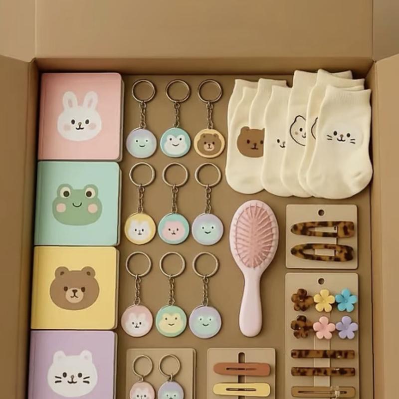 Commodity Box with Wallet Hair Tie ClawClips Hair Clip Necklace Earrings Press On NailHair Drying Cap Bracelets and Notebook
